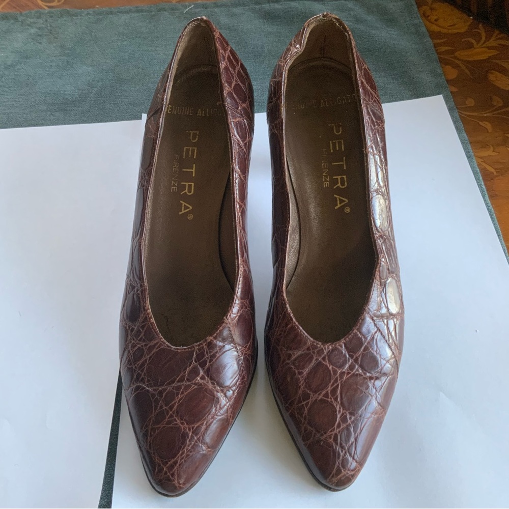 ‼️OFFERS Vintage Genuine Alligator Skin Heels Petra Italy 4.5 HTF Burgundy - Picture 11 of 16